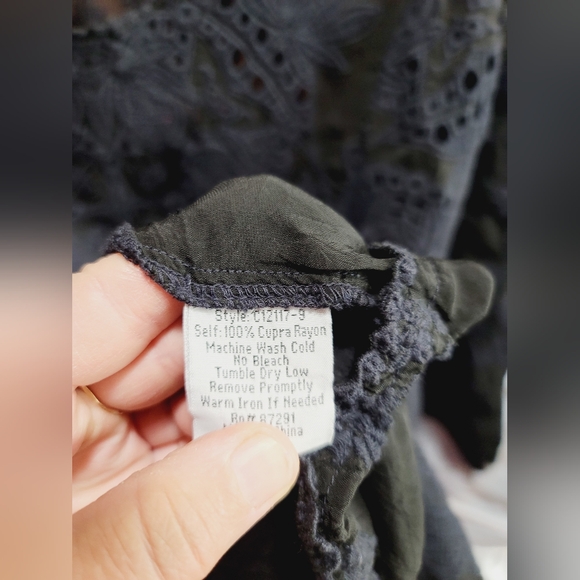 Johnny Was Charcoal On Black Embroidered Blouse, Size Small - Picture 4 of 4